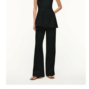 STAUD Grayson Wide Leg Pant -  Black Textured Knit Pants NWT